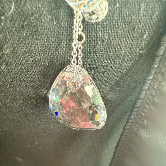 Swarovski Clear Crystal Teardrop Necklace – Rhodium Plated, Swan Logo, Boxed - Picture 8 of 15